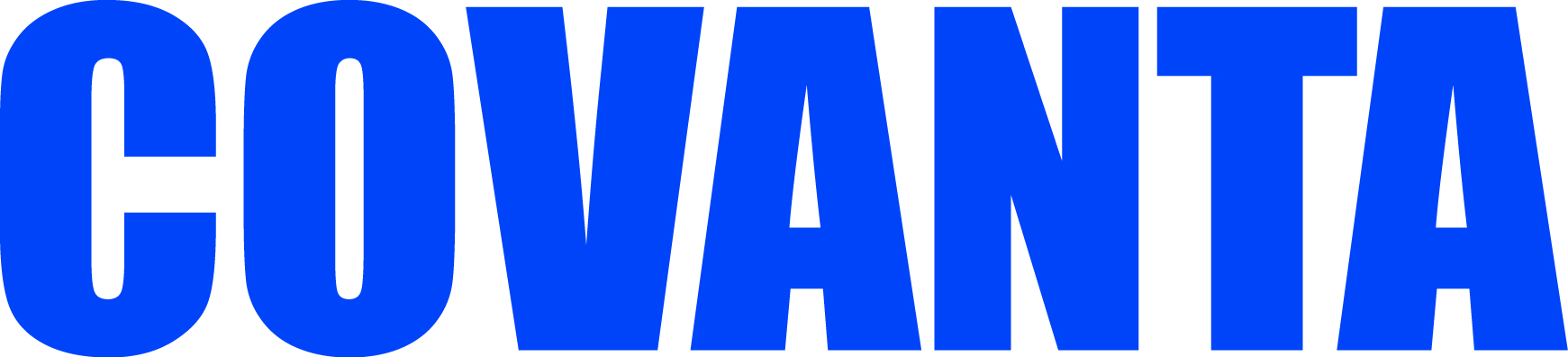 Covanta logo. Blue text displaying the name Covanta in all caps. 