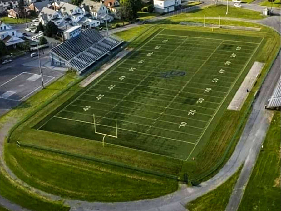 Aerial image of War Veterans Memorial Field at Steelton Highspire High School, Pennsylvania